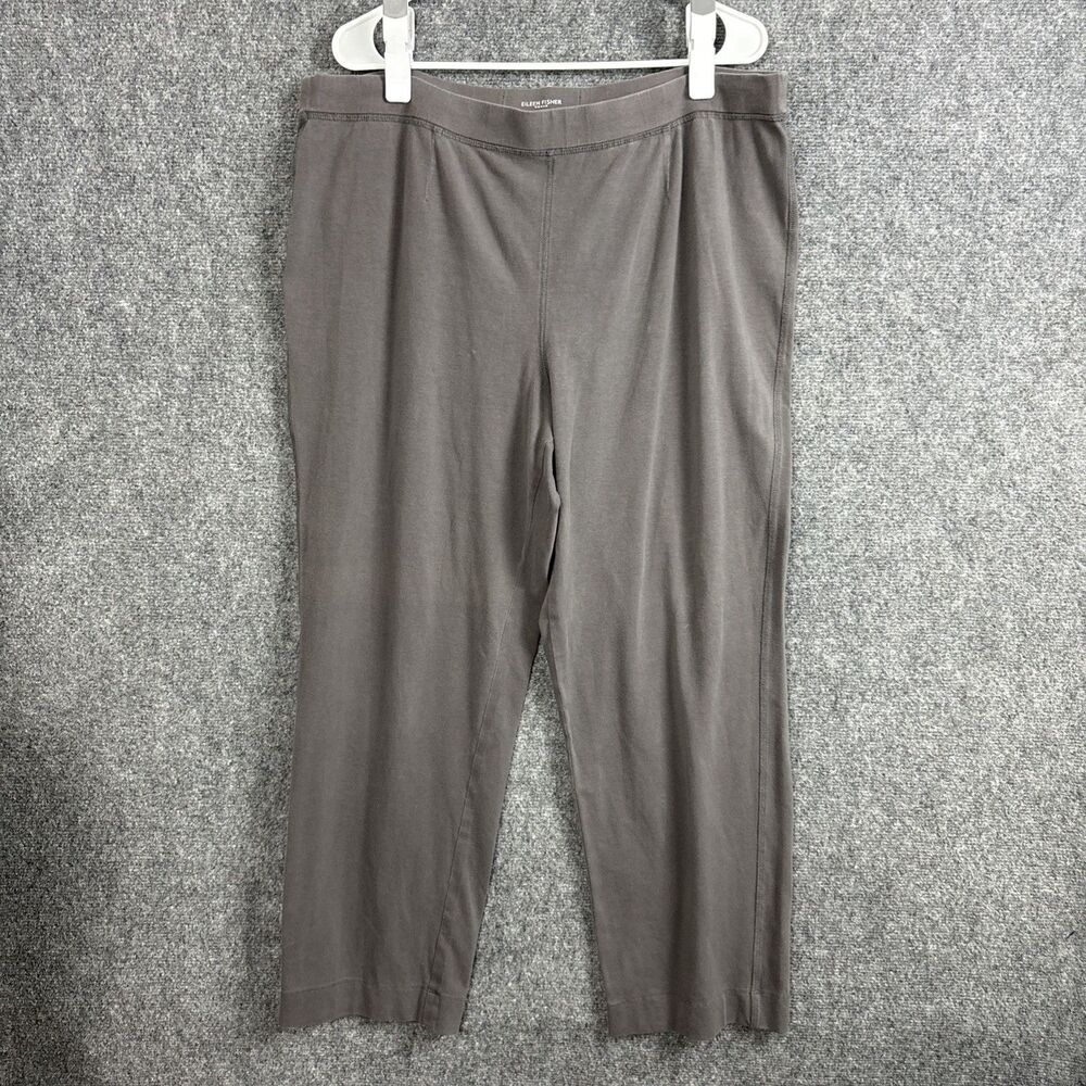 Eileen Fisher Pants Womens Size 1X Gray USA Crop Lounge Casual Organic